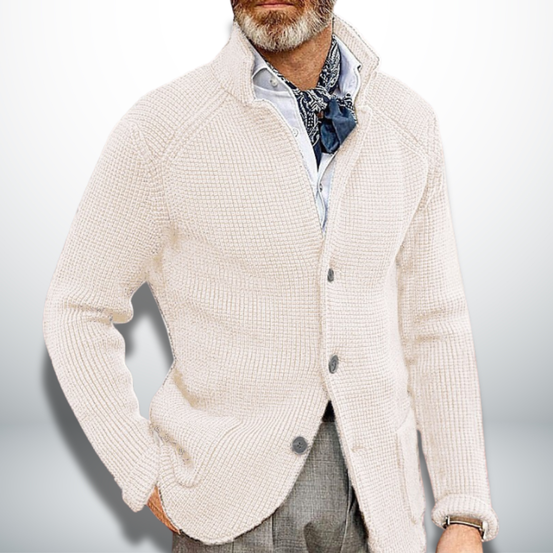 Men's Knitted Stand-Collar Cardigan