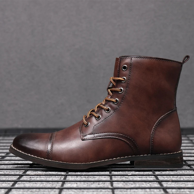 Men's Lace-Up Ankle Boots | Black Leather
