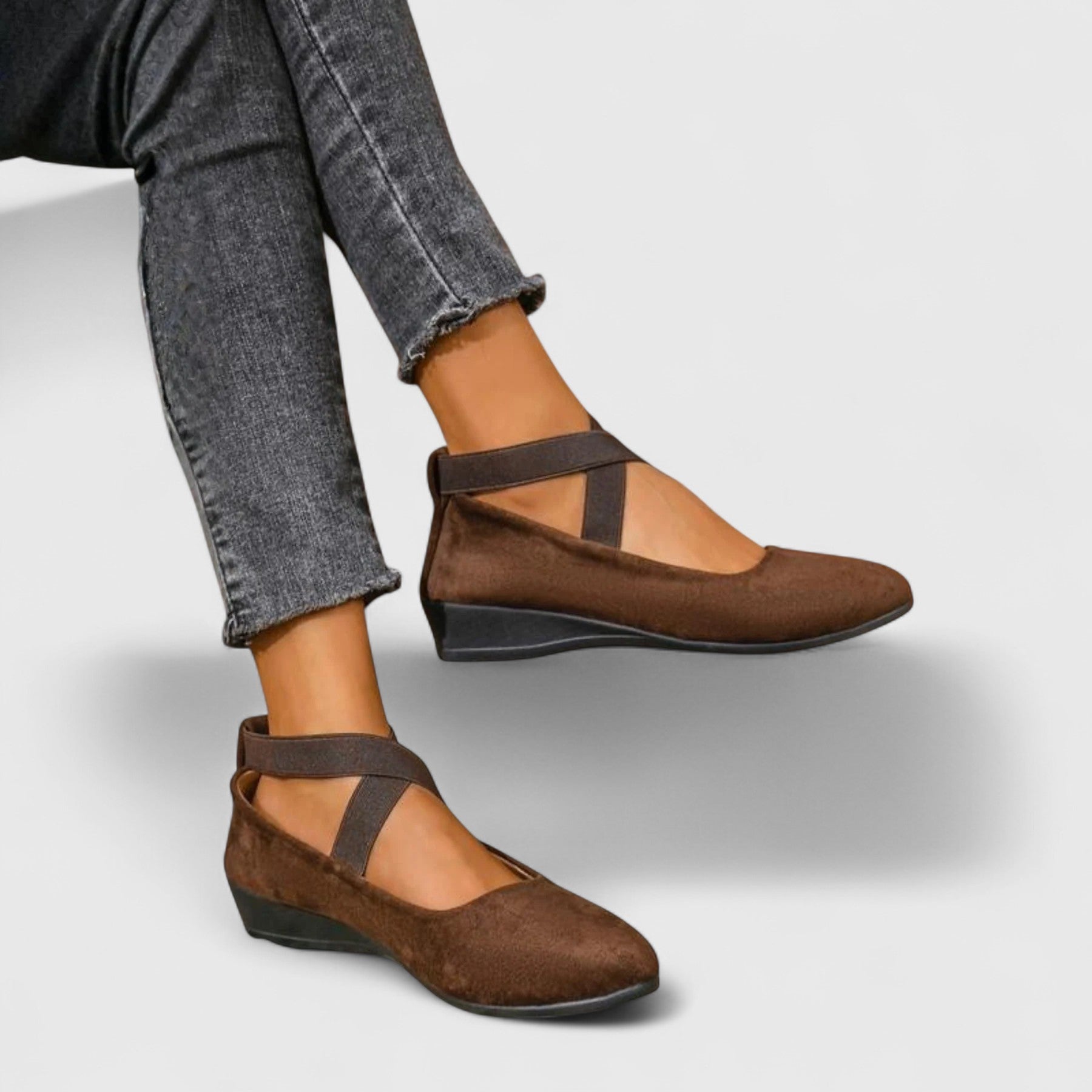 Knit Ballet Flats with Crisscross Ankle Strap