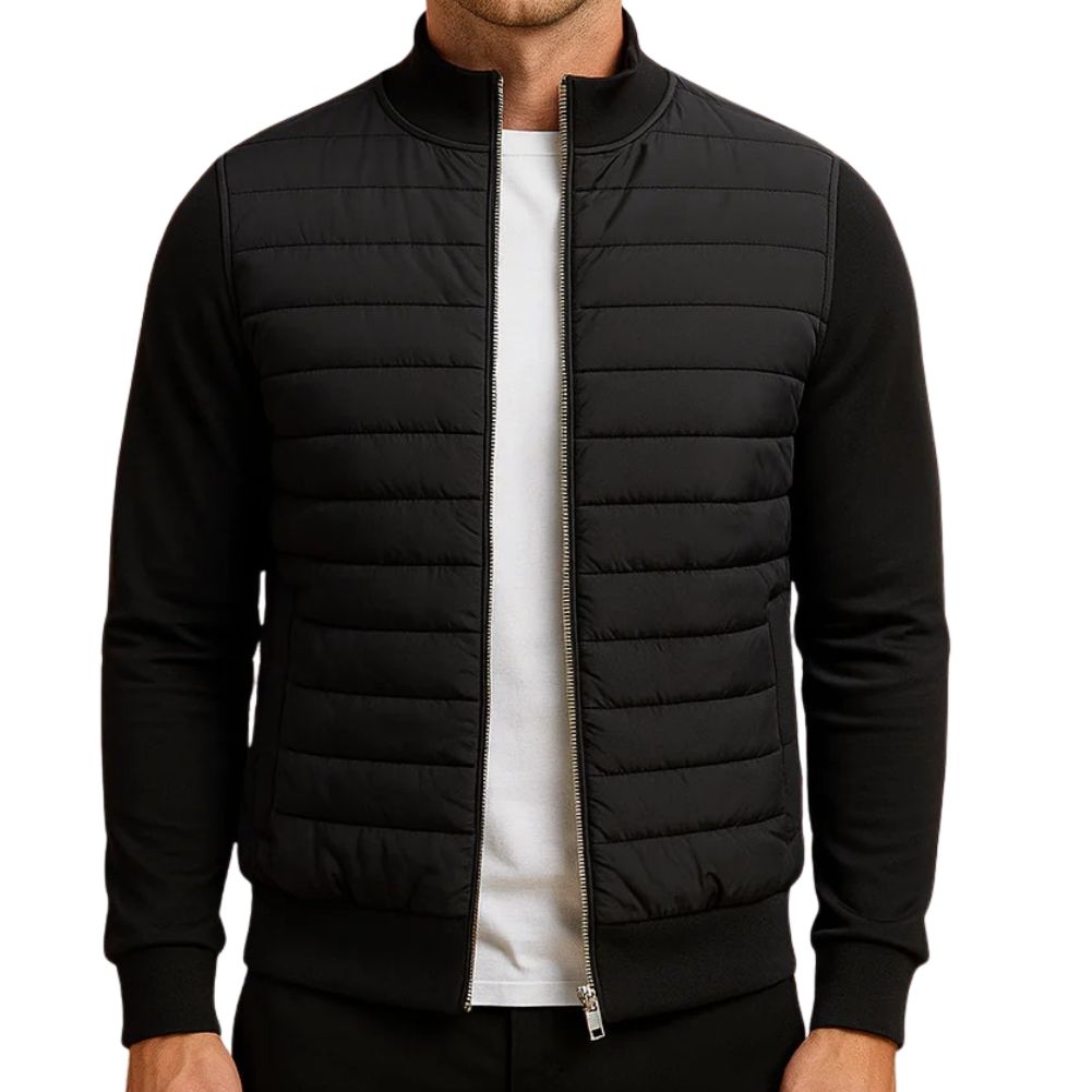 Men's Quilted Hybrid Jacket with High Collar