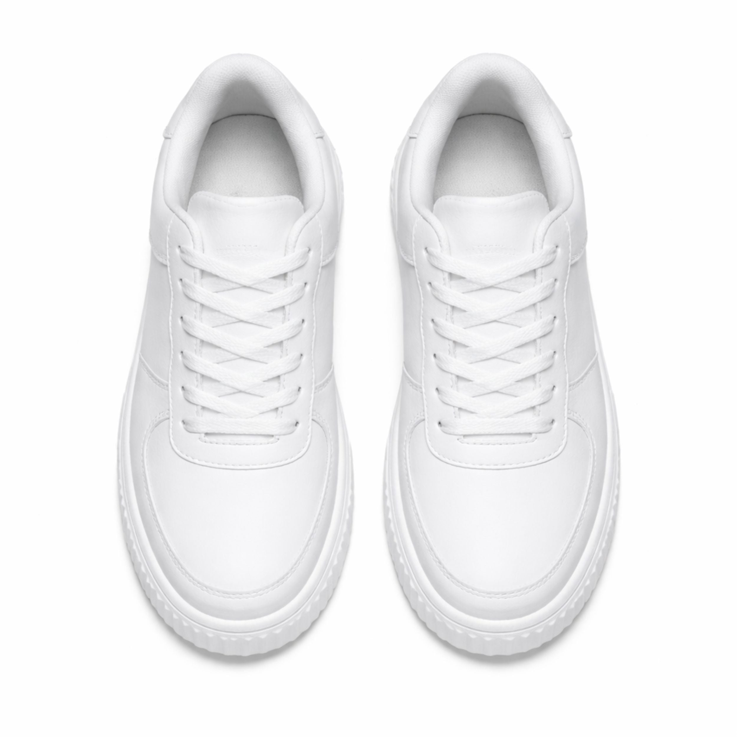Leather Platform Sneakers with Chunky Sole and Lace-Up Front