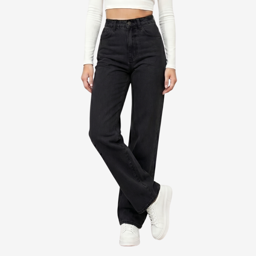 Wide-Leg Jeans with High-Waisted Fit