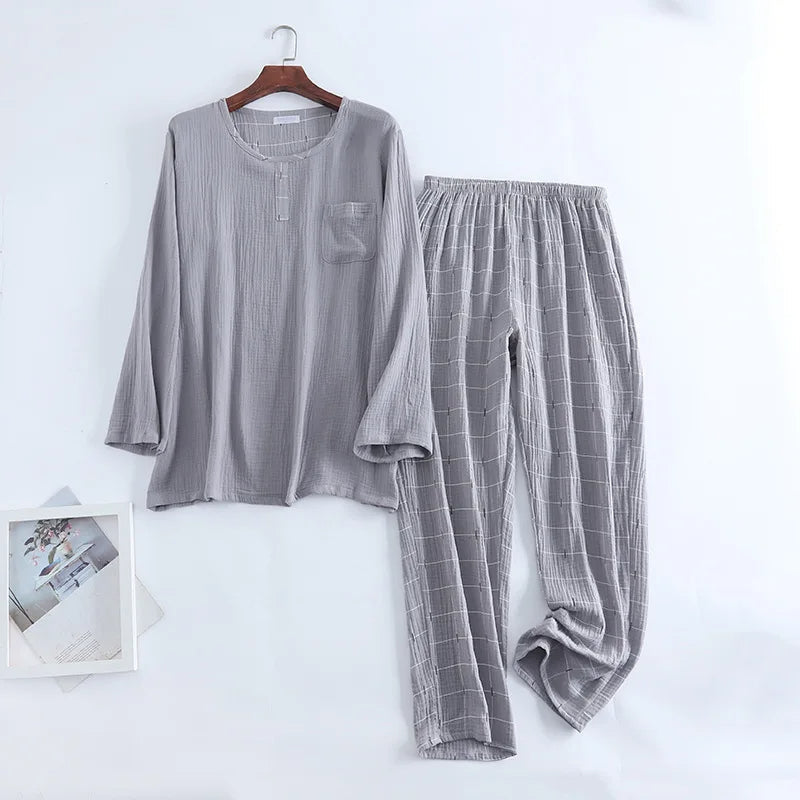 Ensemble de pyjama homme grande taille en coton | Vêtement d'intérieur confortable