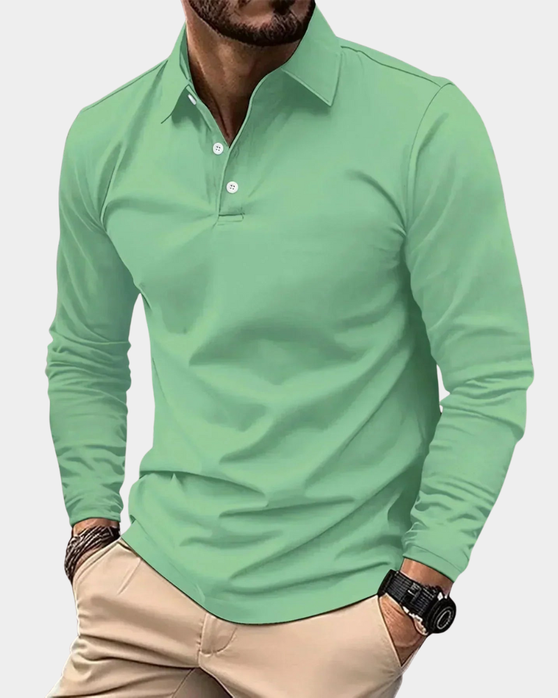 Men's Long Sleeve Smart Casual Polo Shirt
