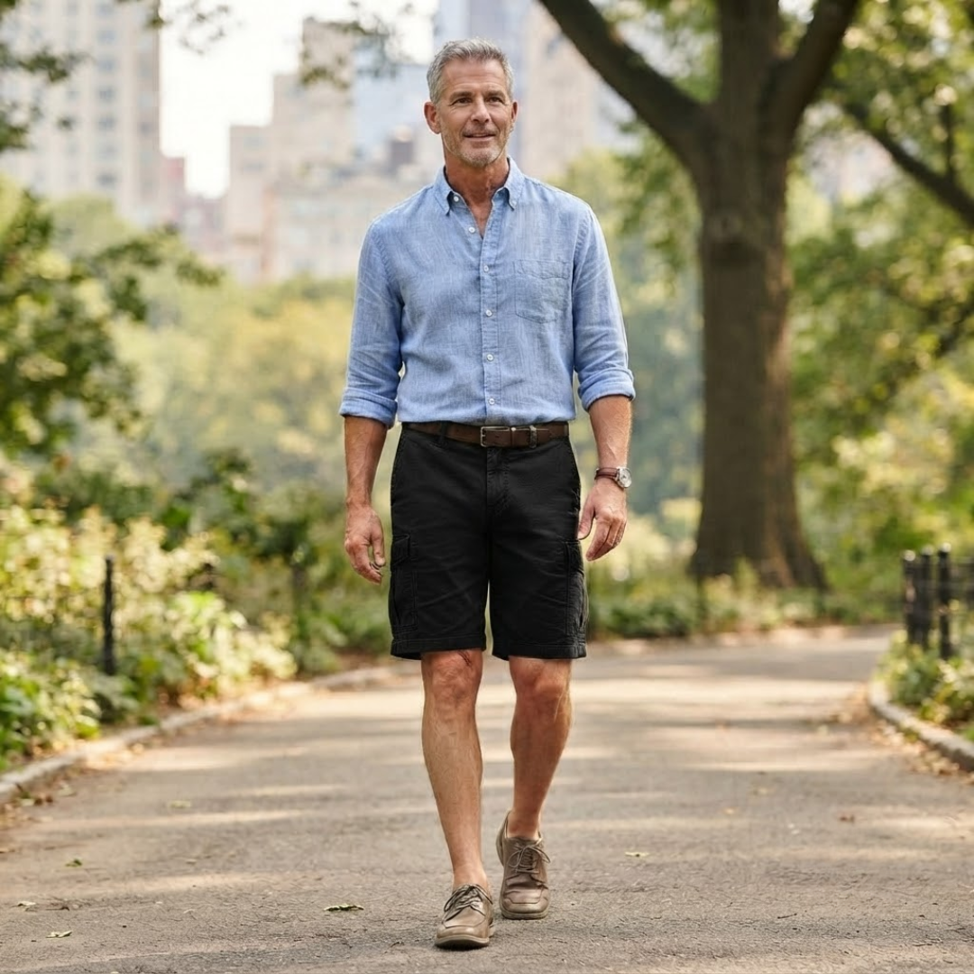 Men's Cargo Shorts with Belt Loops and Side Pockets