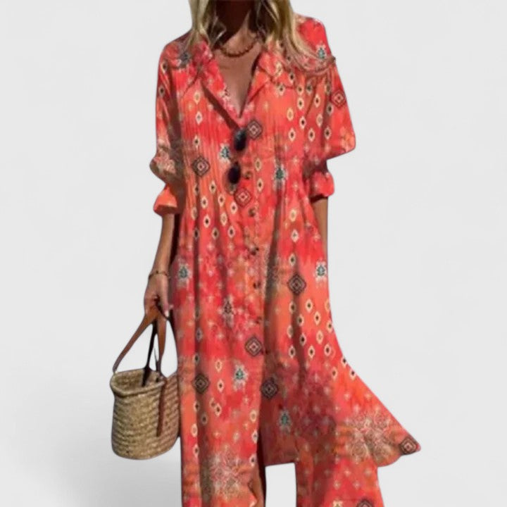 Floral Print Shirt Dress with Button Front