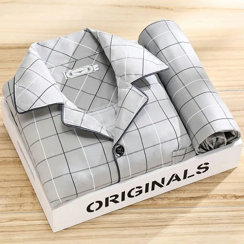 Men's Printed Pyjama Set with Contrast Piping