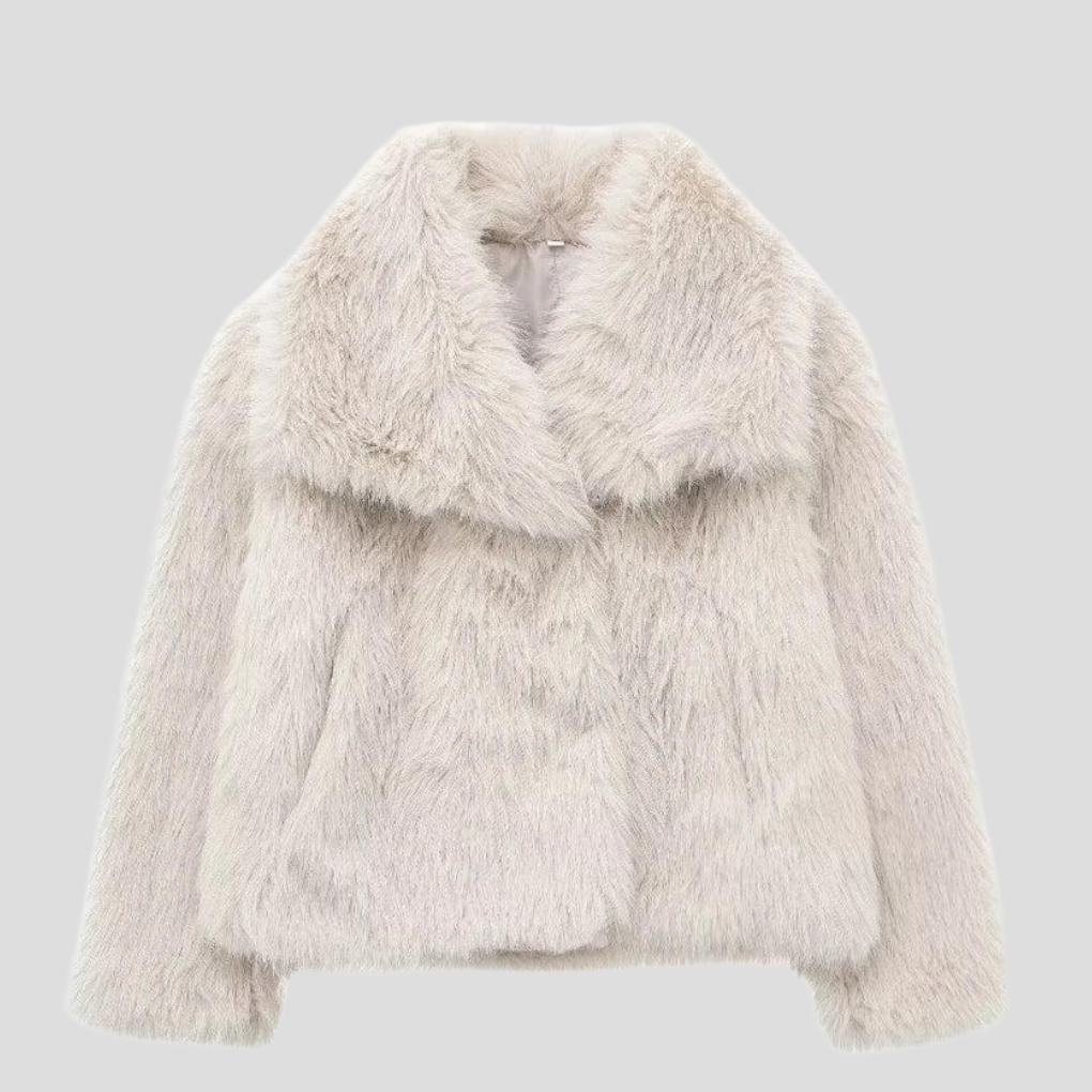 Veste en fausse fourrure pour femme avec col oversize