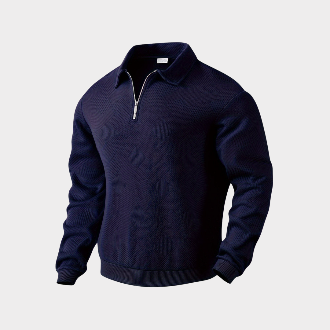 Men’s Textured Half-Zip Collared Sweatshirt