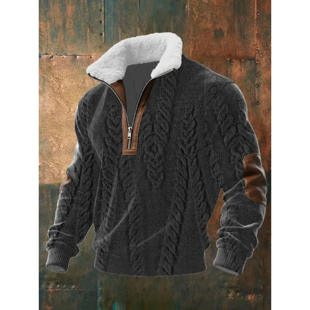 Men’s Sherpa Collar Cable Knit Half-Zip Jumper