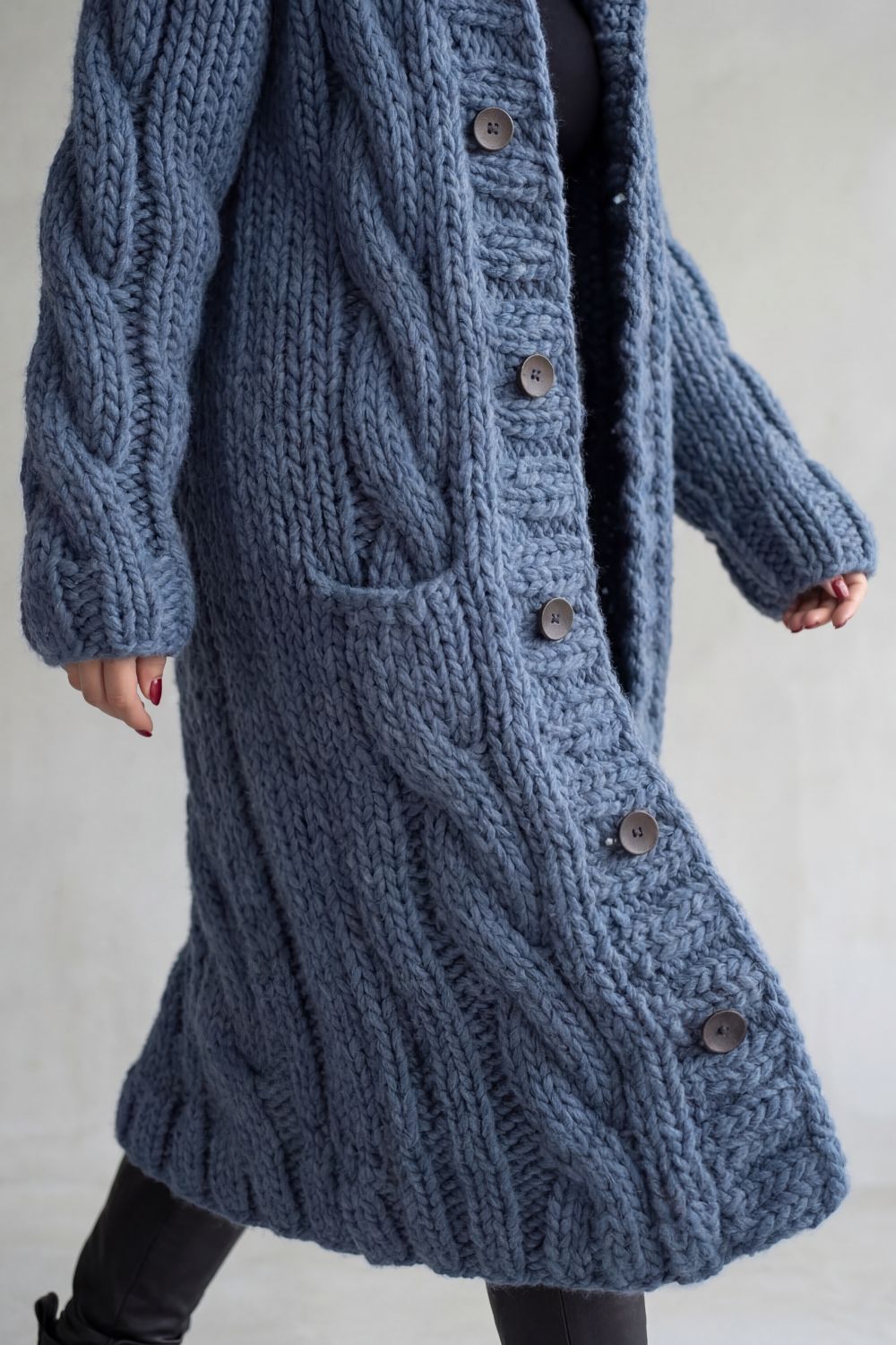Women’s Chunky Knit Longline Hooded Cardigan