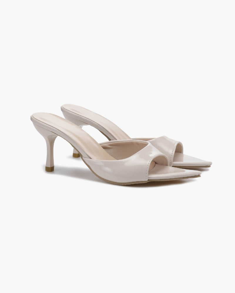 Women's Patent Pointed Toe Mule Heels