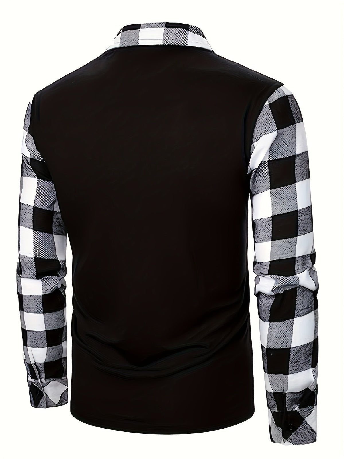 Chemise à carreaux demi-zippée pour homme | Manches contrastantes