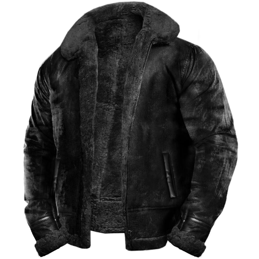 Men's Shearling Aviator Jacket | Faux Leather Bomber