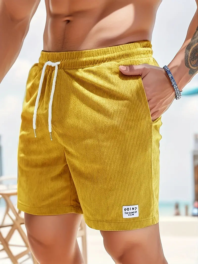 Corduroy Drawstring Shorts with Side Pockets