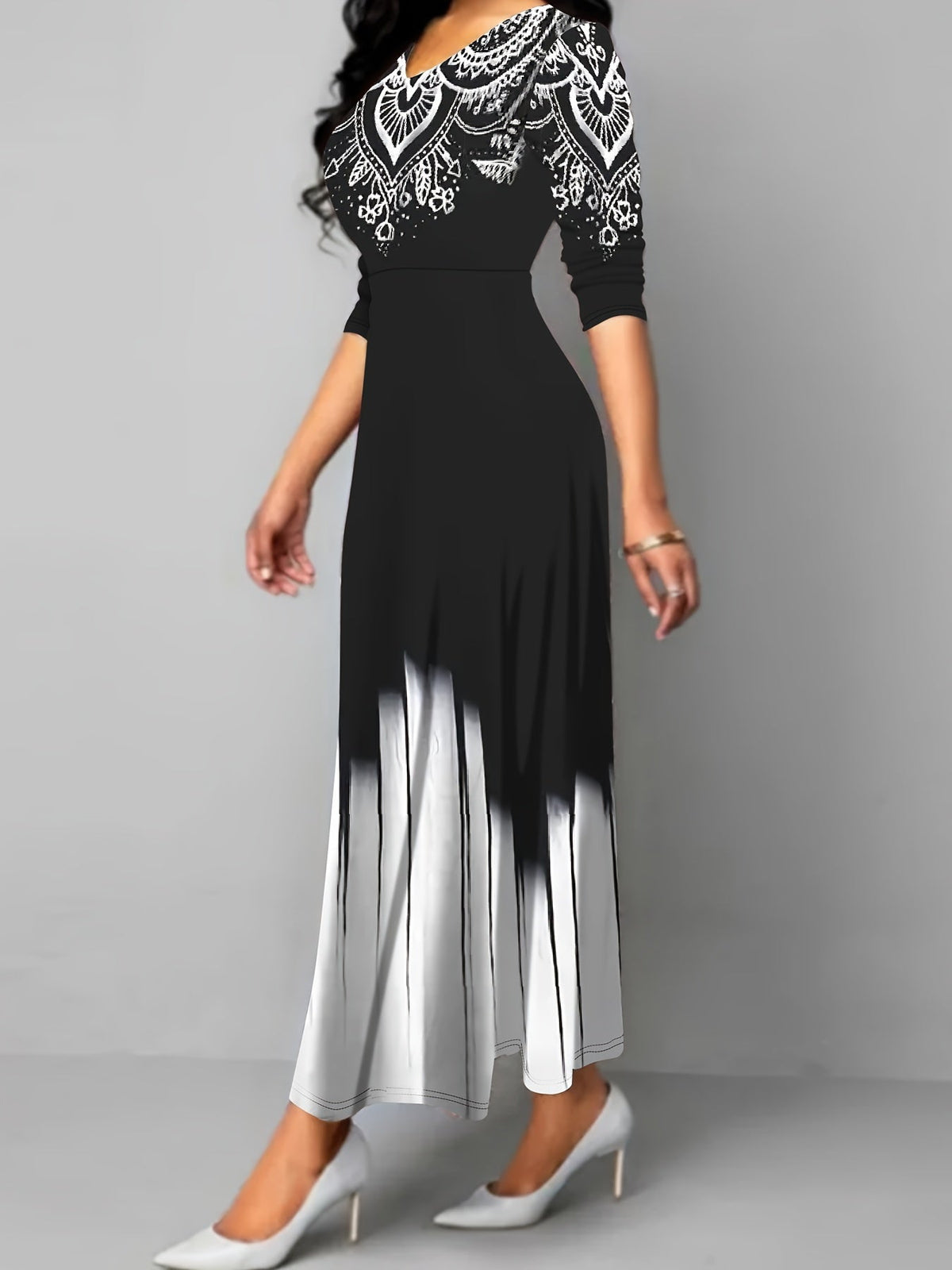 Robe midi de Noël pour femme à manches longues