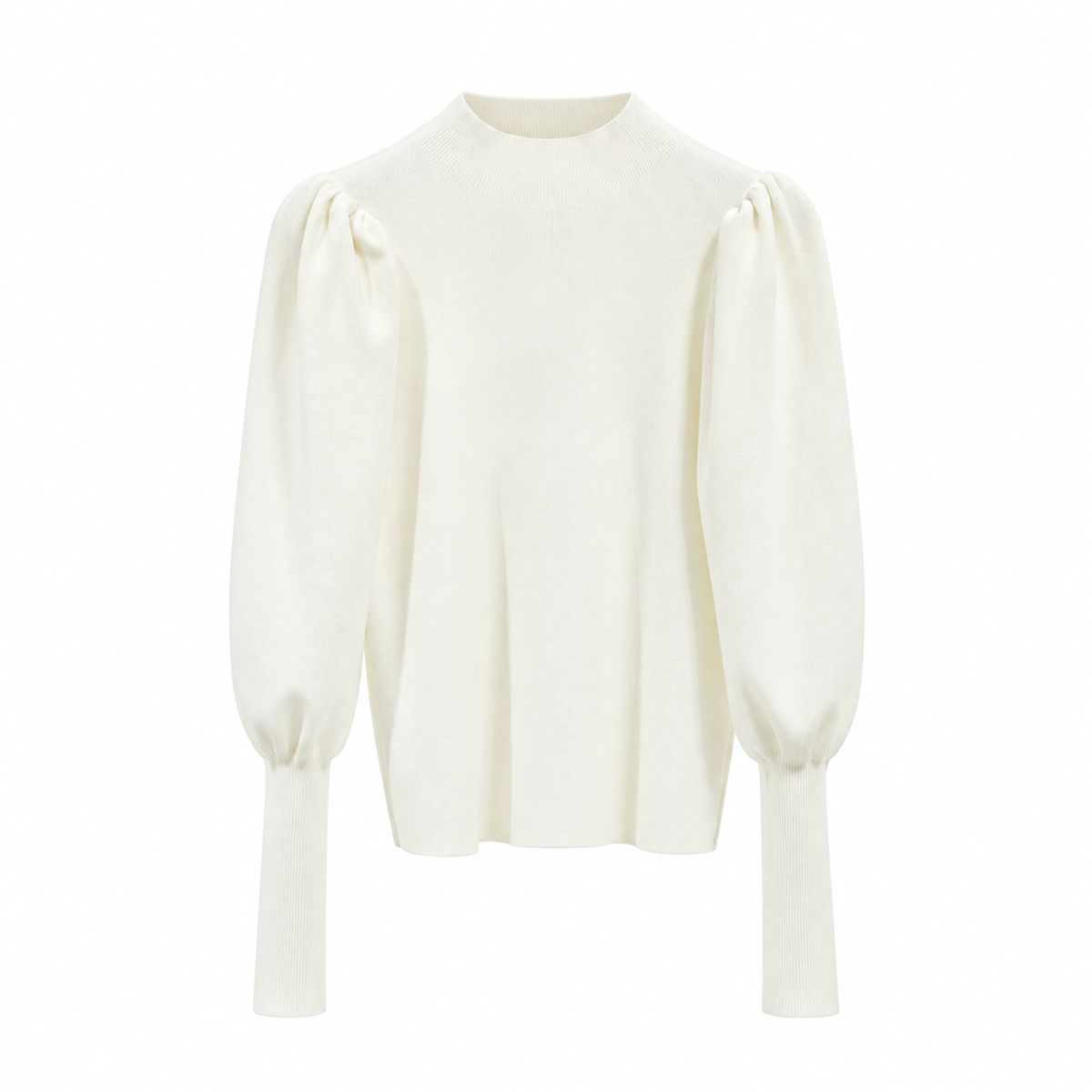 Women's High Neck Jumper with Puff Sleeves