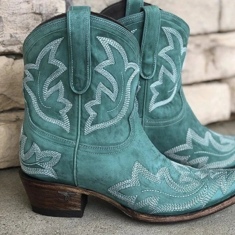 Women's Embroidered Western Ankle Boots