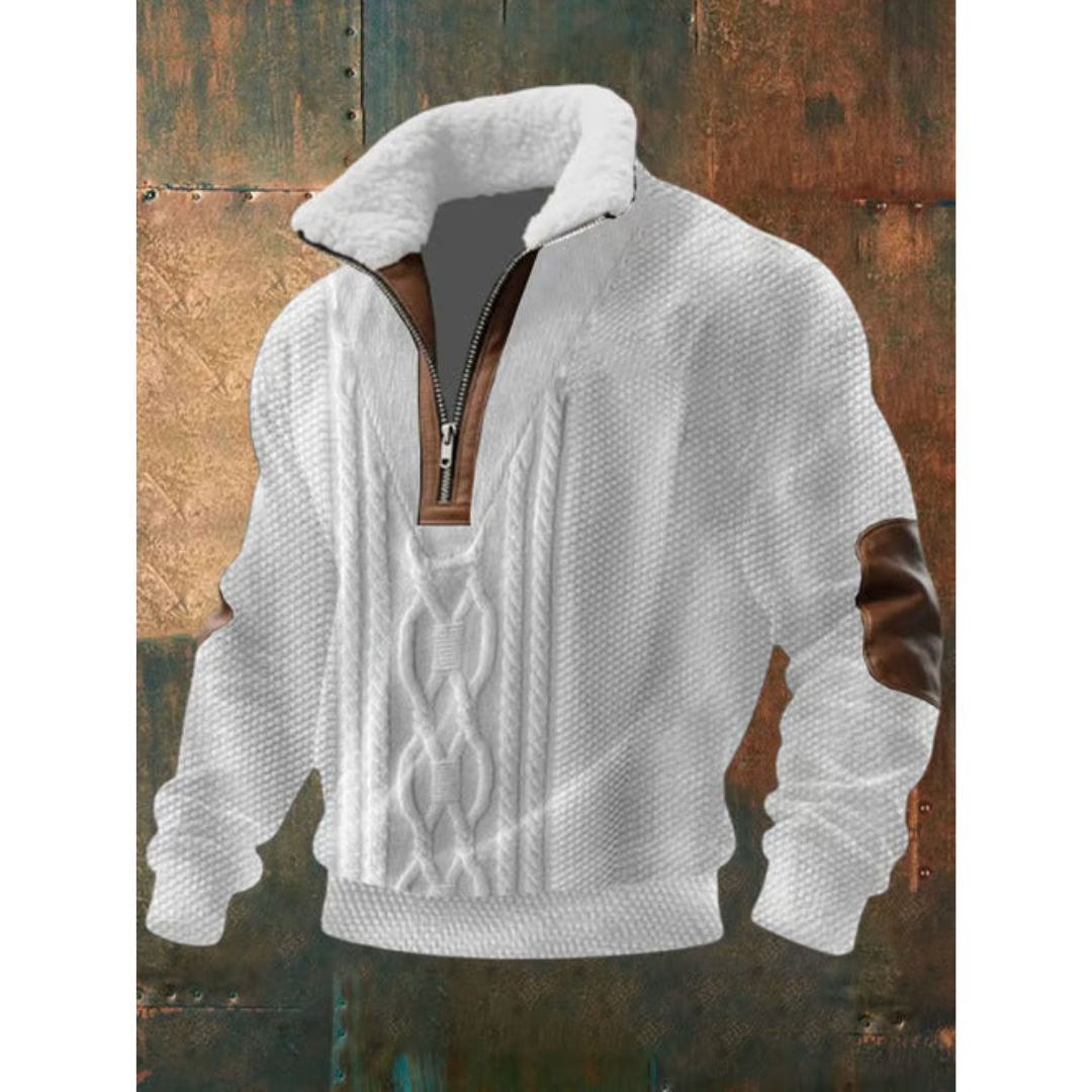 Men’s Sherpa Collar Cable Knit Half-Zip Jumper