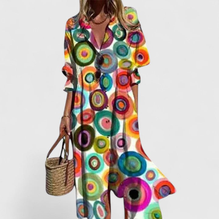 Floral Print Shirt Dress with Button Front