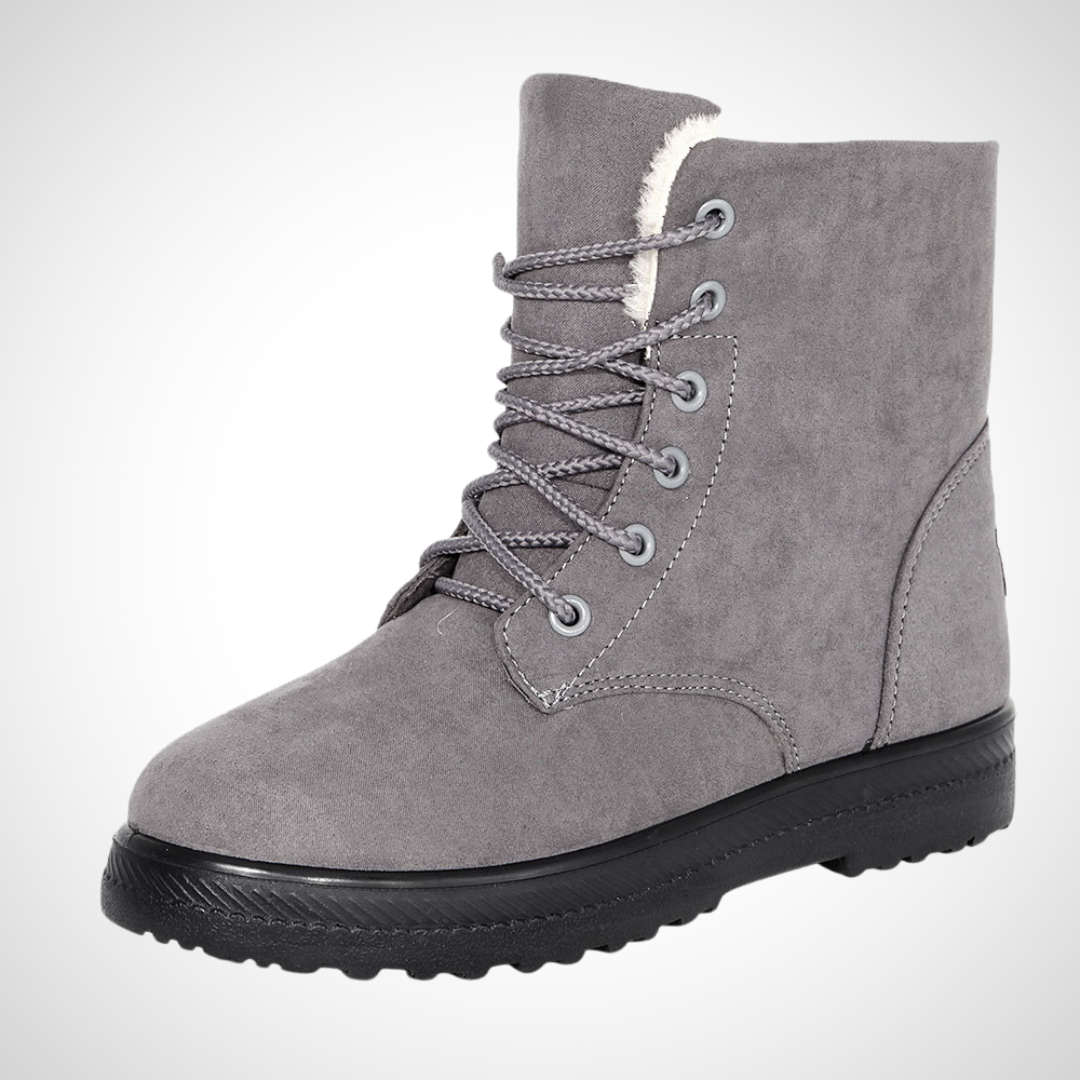 Bottes d’hiver à lacets pour femme, doublées en fausse fourrure