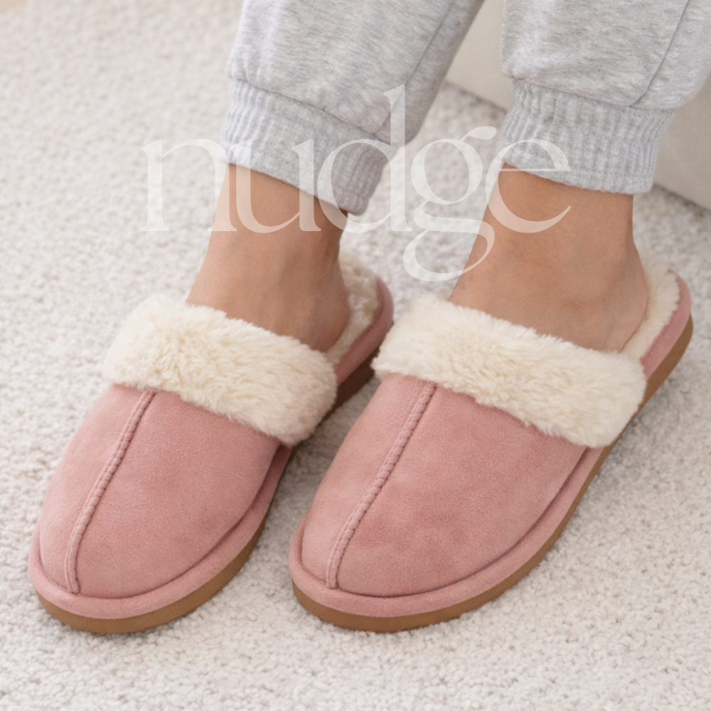 Women's Faux Suede Fur-Lined Slippers