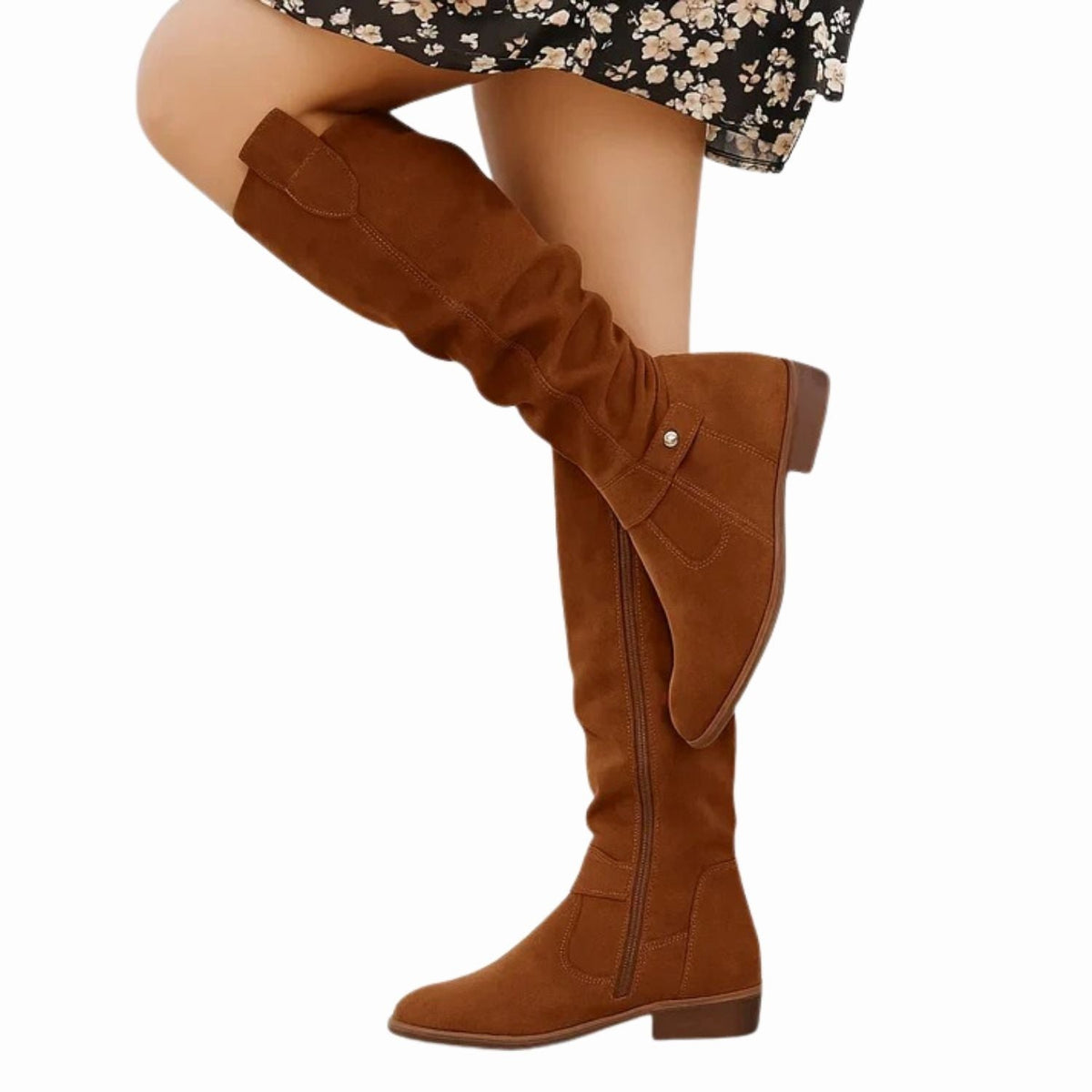 Women's Knee High Boots | Cushioned Side Zip Flat Boots