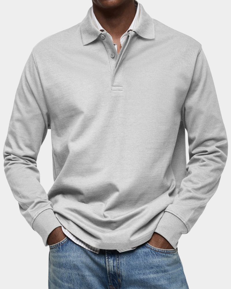 Men's Long Sleeve Cotton Polo Shirt