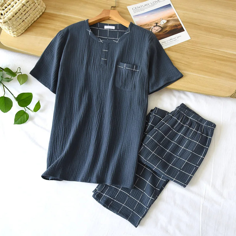 Ensemble de pyjama homme grande taille en coton | Vêtement d'intérieur confortable