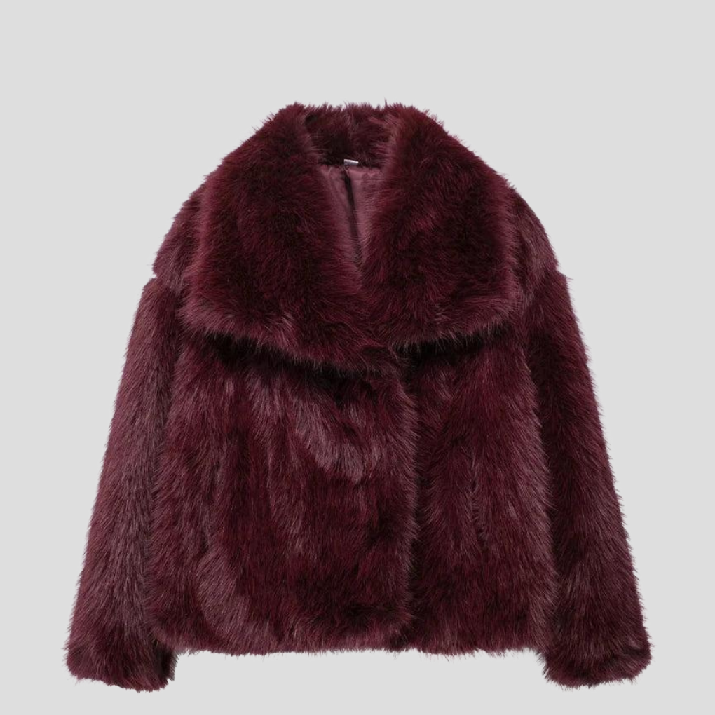 Women’s Faux Fur Jacket with Oversized Collar