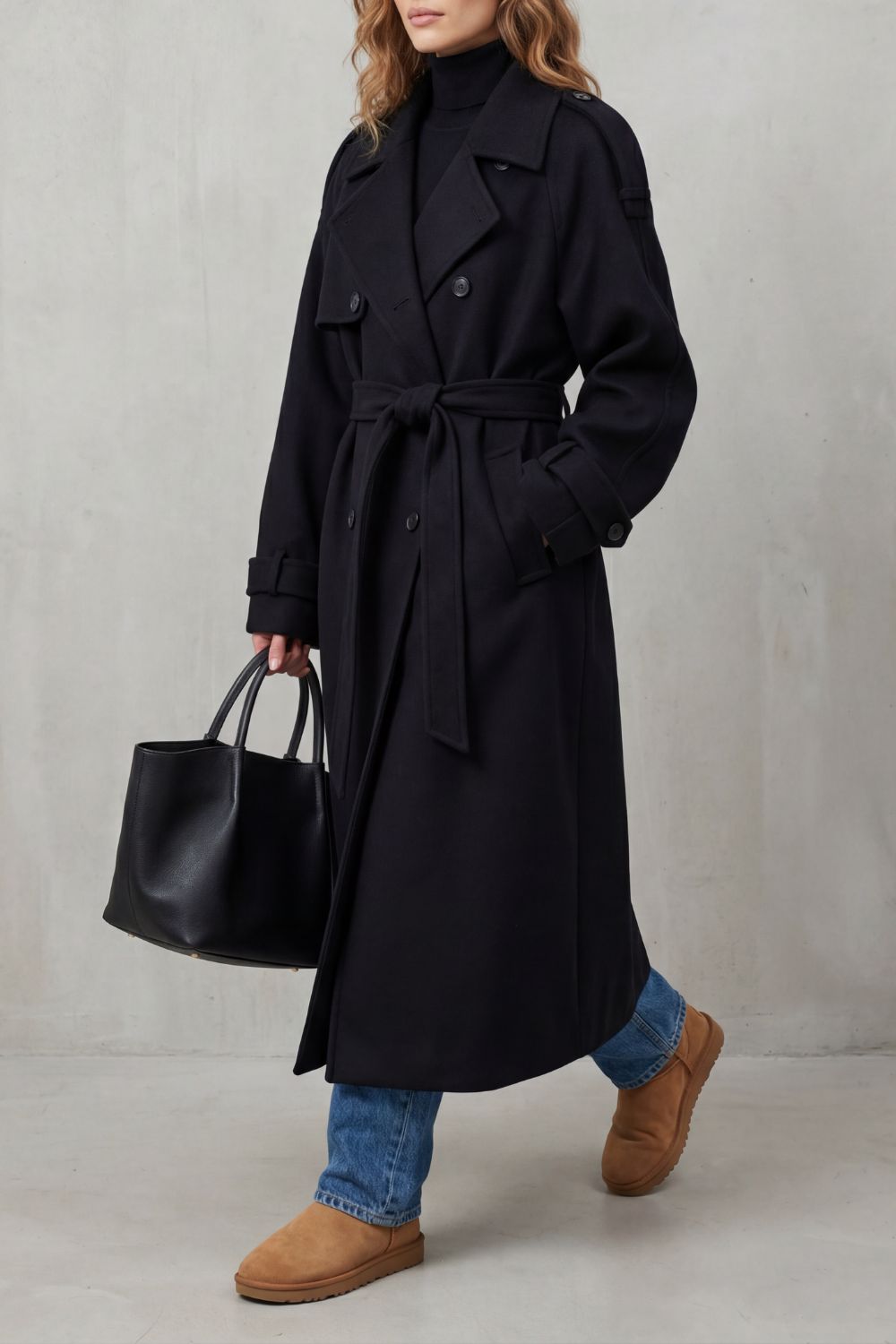 Women’s Oversized Wool Blend Belted Trench Coat