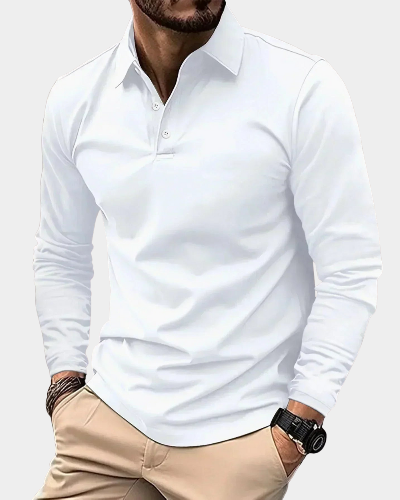 Men's Long Sleeve Smart Casual Polo Shirt