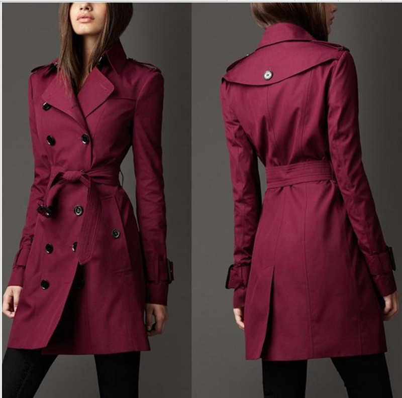 Women's Slim Fit Double-Breasted Trench Coat
