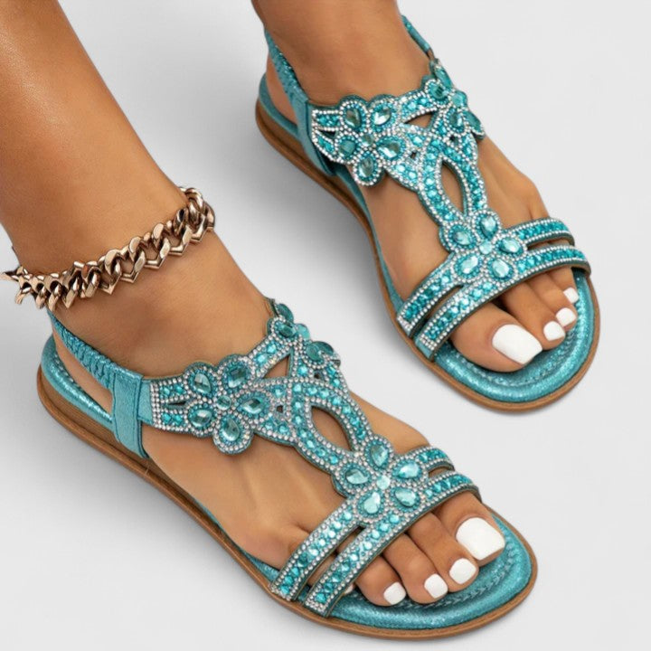 Rhinestone Sandals with Embellished Ankle Strap