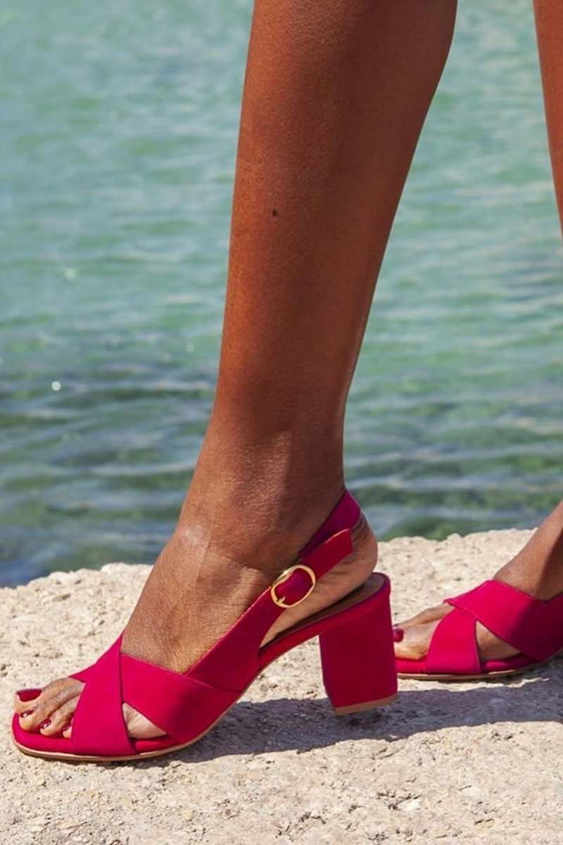 Women's Cross Strap Block Heel Sandals