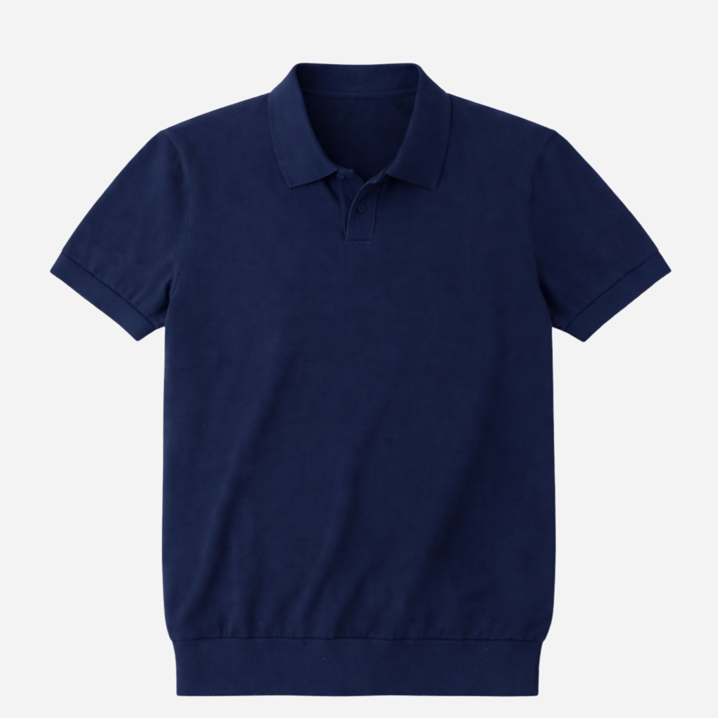 Cotton Polo Shirt with Ribbed Collar and Short Sleeves