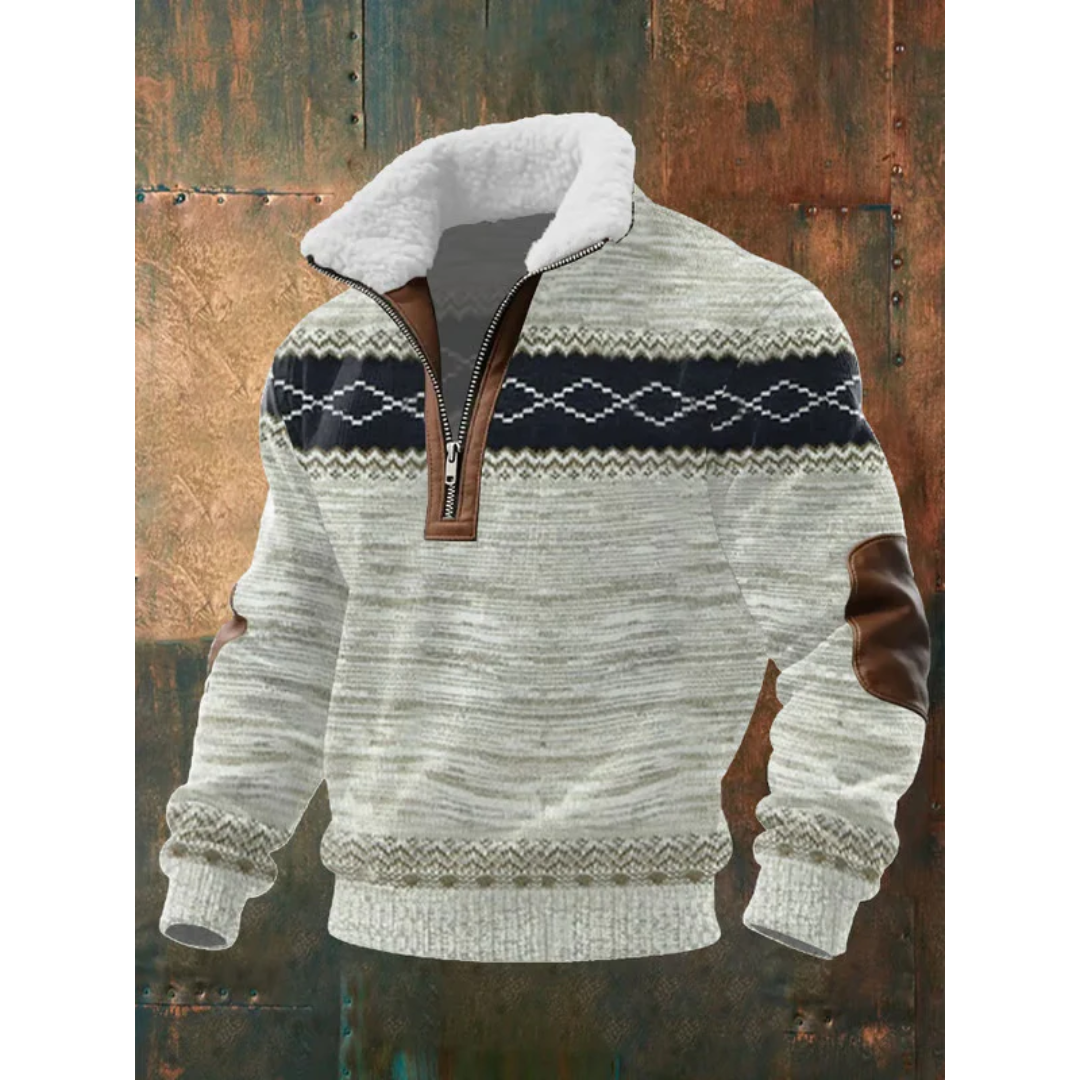 Men’s Sherpa Collar Cable Knit Half-Zip Jumper
