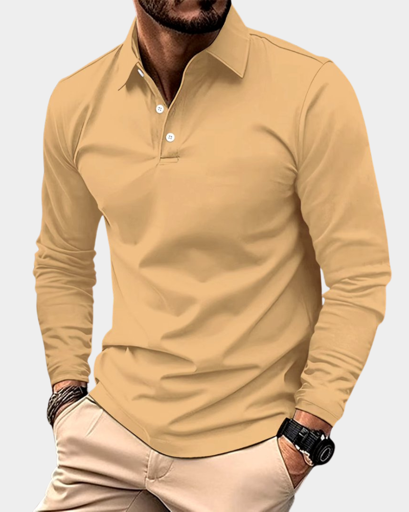 Men's Long Sleeve Smart Casual Polo Shirt