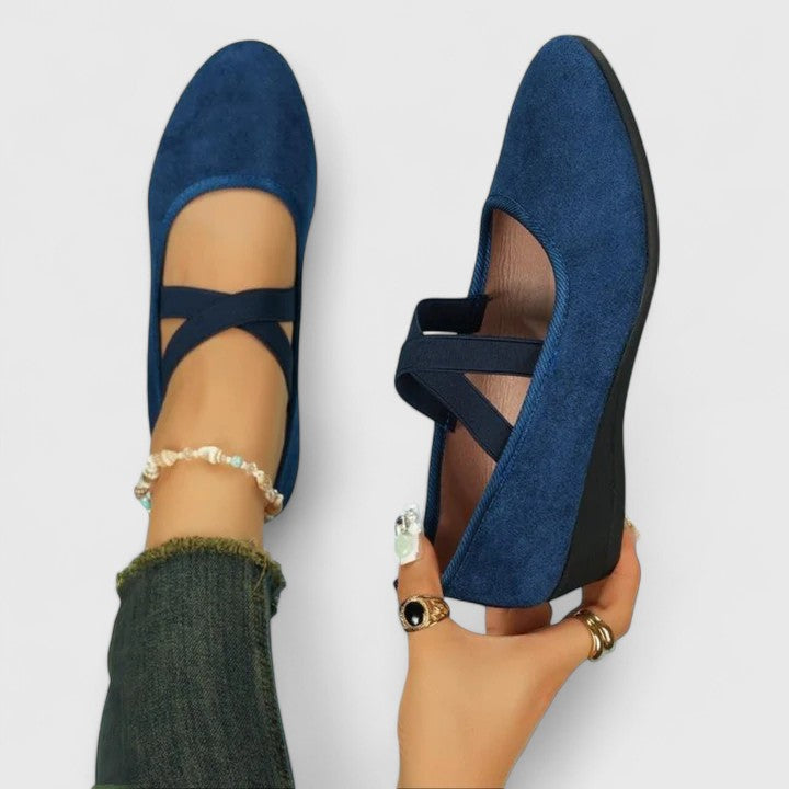 Knit Ballet Flats with Crisscross Ankle Strap