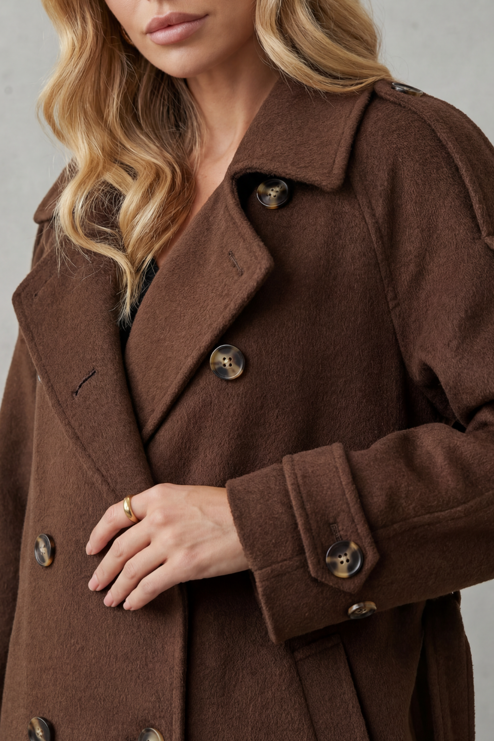 Trench-coat long pour femme, croisé à double boutonnage et ceinturé