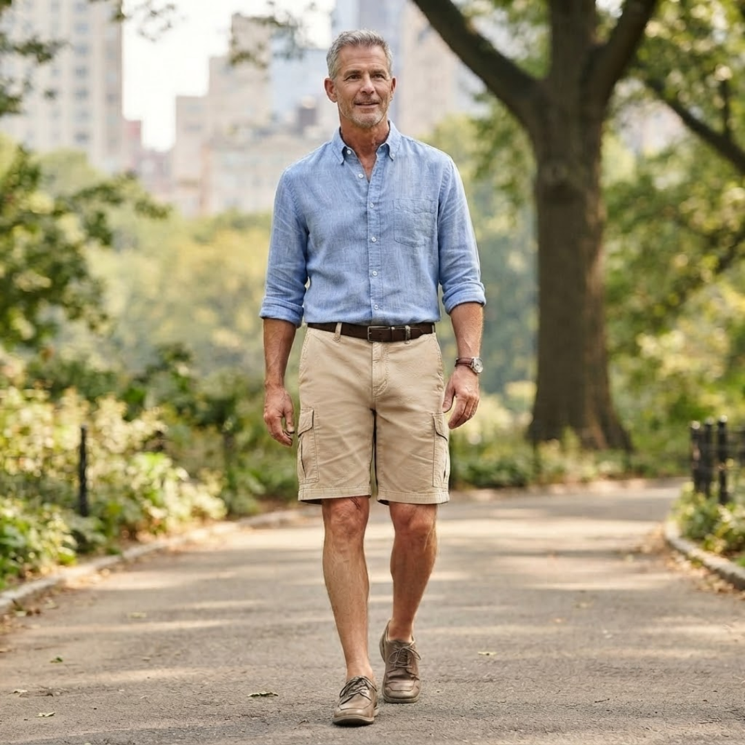 Men's Cargo Shorts with Belt Loops and Side Pockets