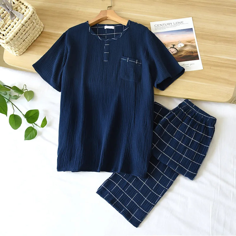 Ensemble de pyjama homme grande taille en coton | Vêtement d'intérieur confortable
