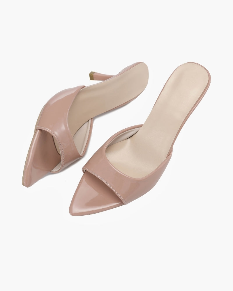 Women's Patent Pointed Toe Mule Heels