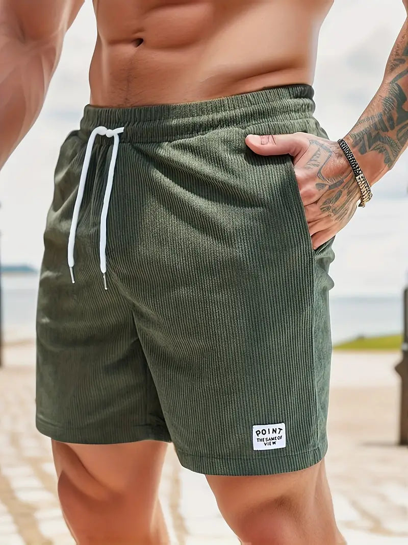 Corduroy Drawstring Shorts with Side Pockets