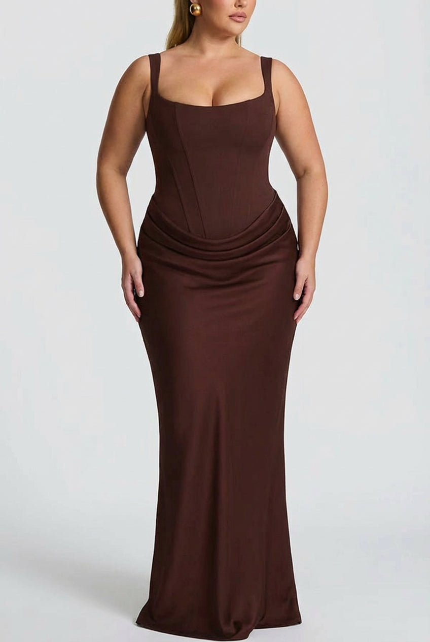 Women’s Square Neck Ruched Maxi Dress
