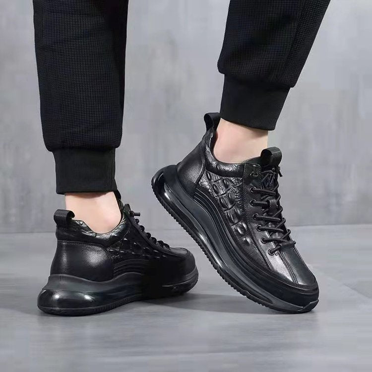 Men’s Leather Lace-Up Platform Trainers