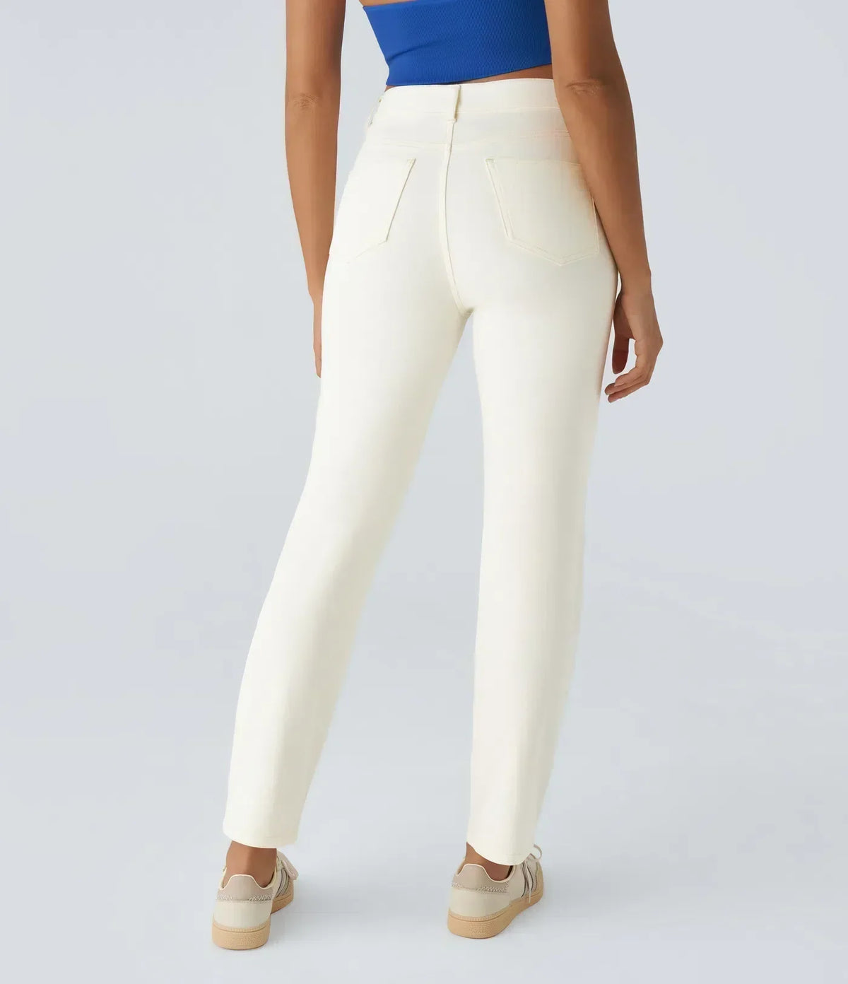 Jean droit avec ceinture élastique à enfiler