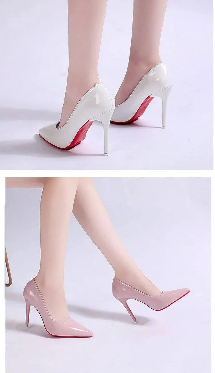 Patent Leather Stiletto Pumps with Pointed Toe