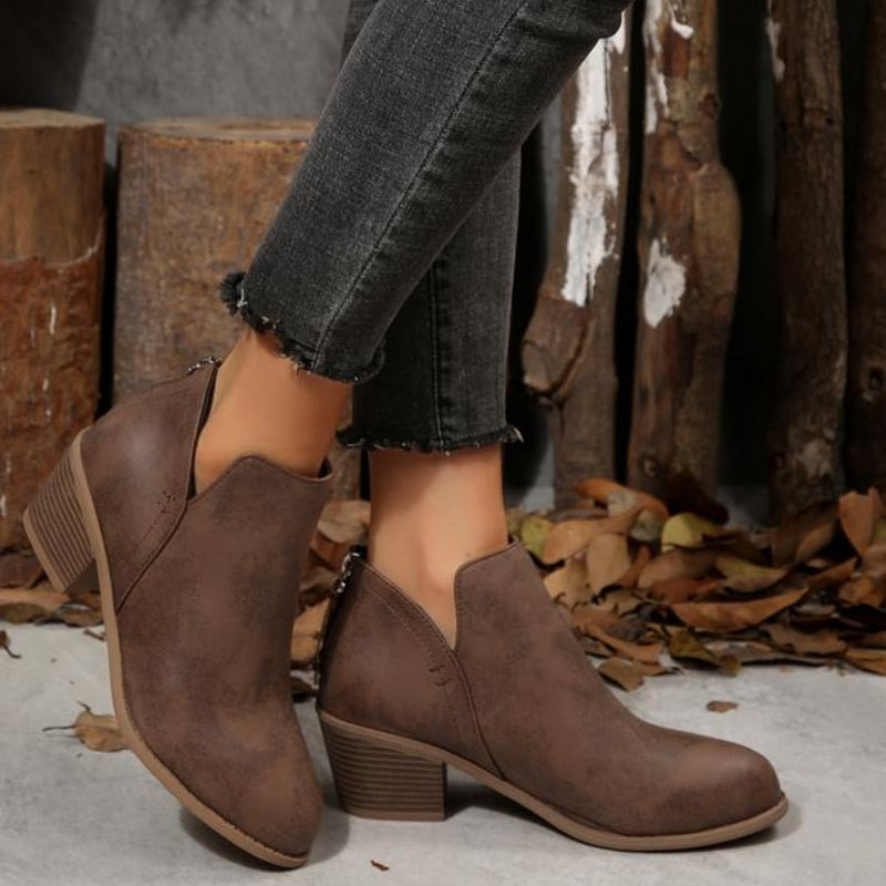 Women’s Cut-Out Block Heel Ankle Boots