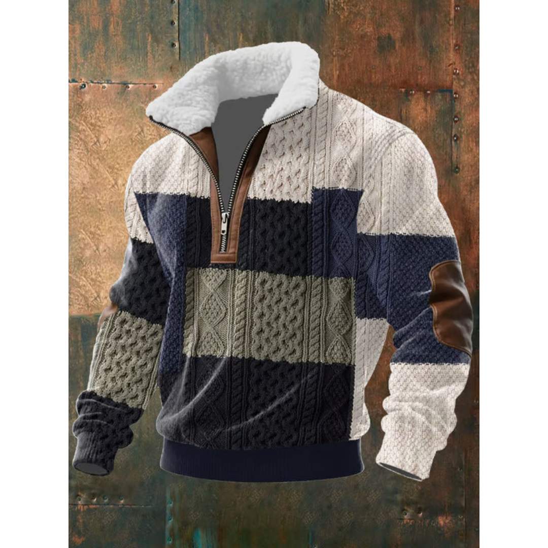 Men’s Sherpa Collar Cable Knit Half-Zip Jumper